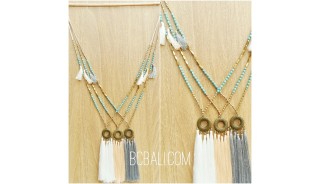 golden beads caps pendant necklaces tassels bali 